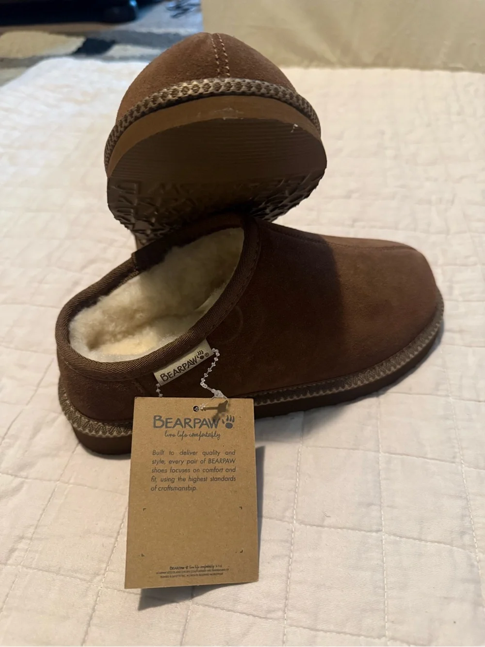 BearPaw Kids Chestnut Brown Slip-On Faux Shearling Slippers